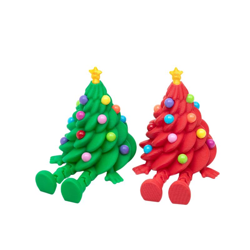 3D Printed Christmas Cute Desktop Ornaments Christmas Trees With Colorful Joints And Movable Shapes Christmas Gift Decorations