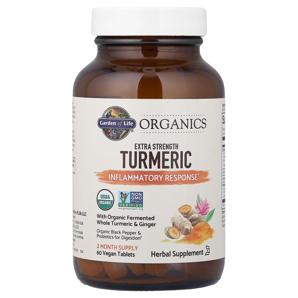 Garden of Life Organics Extra Strength Turmeric Vegan Tablets, 60 Count
