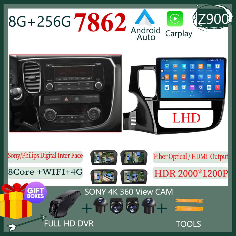 Wireless CarPlay Android 14 Auto Radio For Mitsubishi Outlander 3 GF0W GG0W 2012-2018 Car Multimedia GPS No 2din Touch Screen