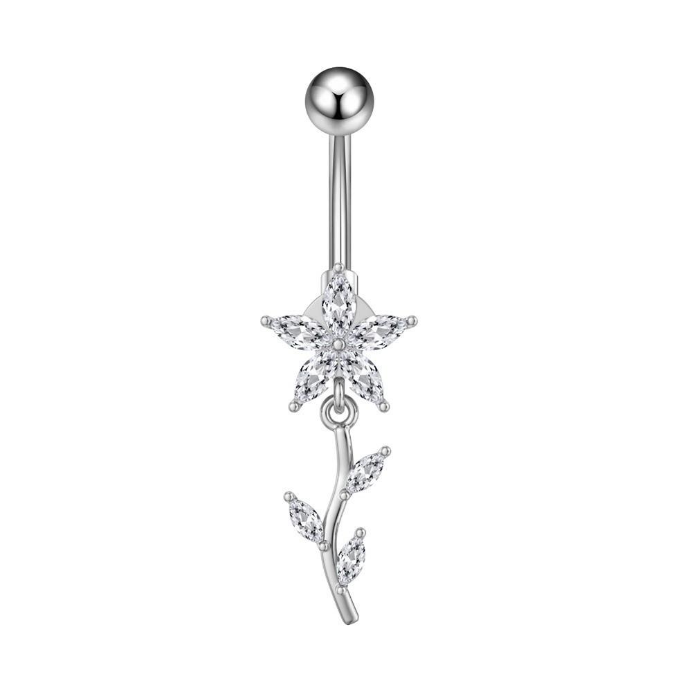 Elegant Belly Navel Stud Stainless Steel Navel Button Butterfly Chain Navel Ring Seaside