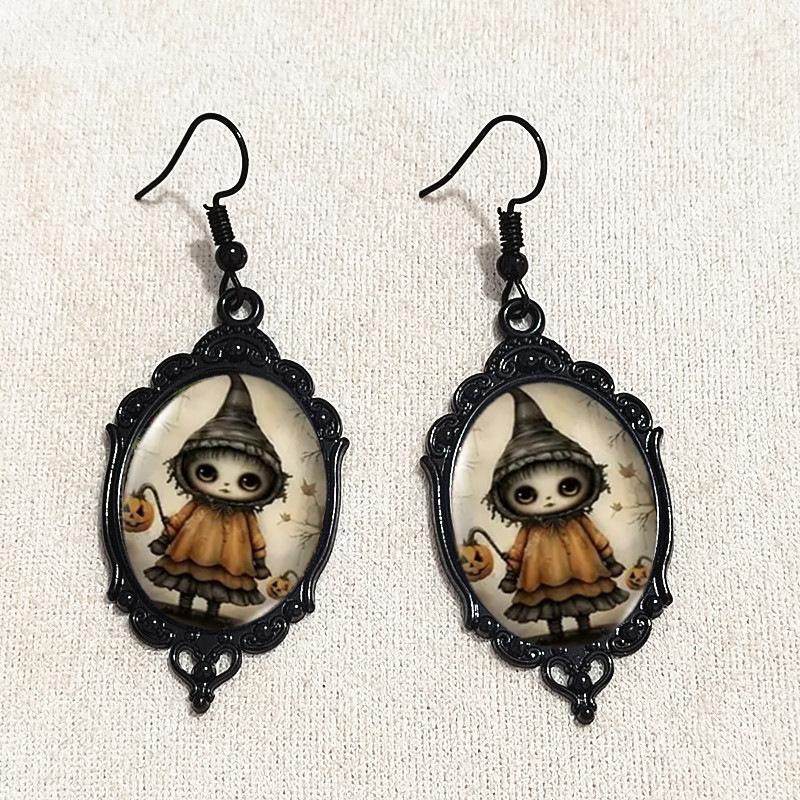 Cruce Gotică Vintage Corbi Cercei de Halloween Cercei Ornament