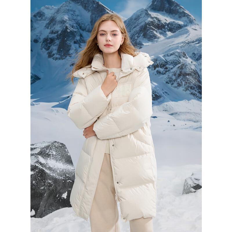 Sancai Duxing Women's Long Hooded Goose Down Puffer Jacket