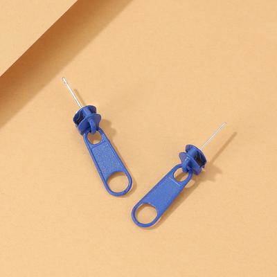 1 Pair Stud Earrings Zipper Shape Plated Jewelry Cartoon Candy Color Ear Studs for