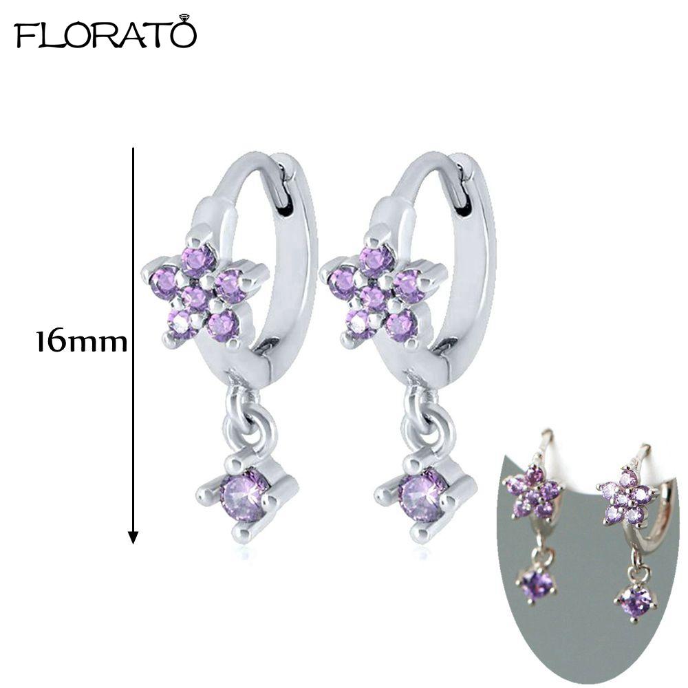 925 Silver Needle Elegant Purple Earrings Exquisite Small Hoop Earrings for Women Fashion Puncture Jewelry Accessories