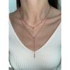 Fashion Sexy Retro Gold Diamond Double Layer Cross Necklace Minimalist Easiest for Match Non-Fading Fancy Clavicle Chain