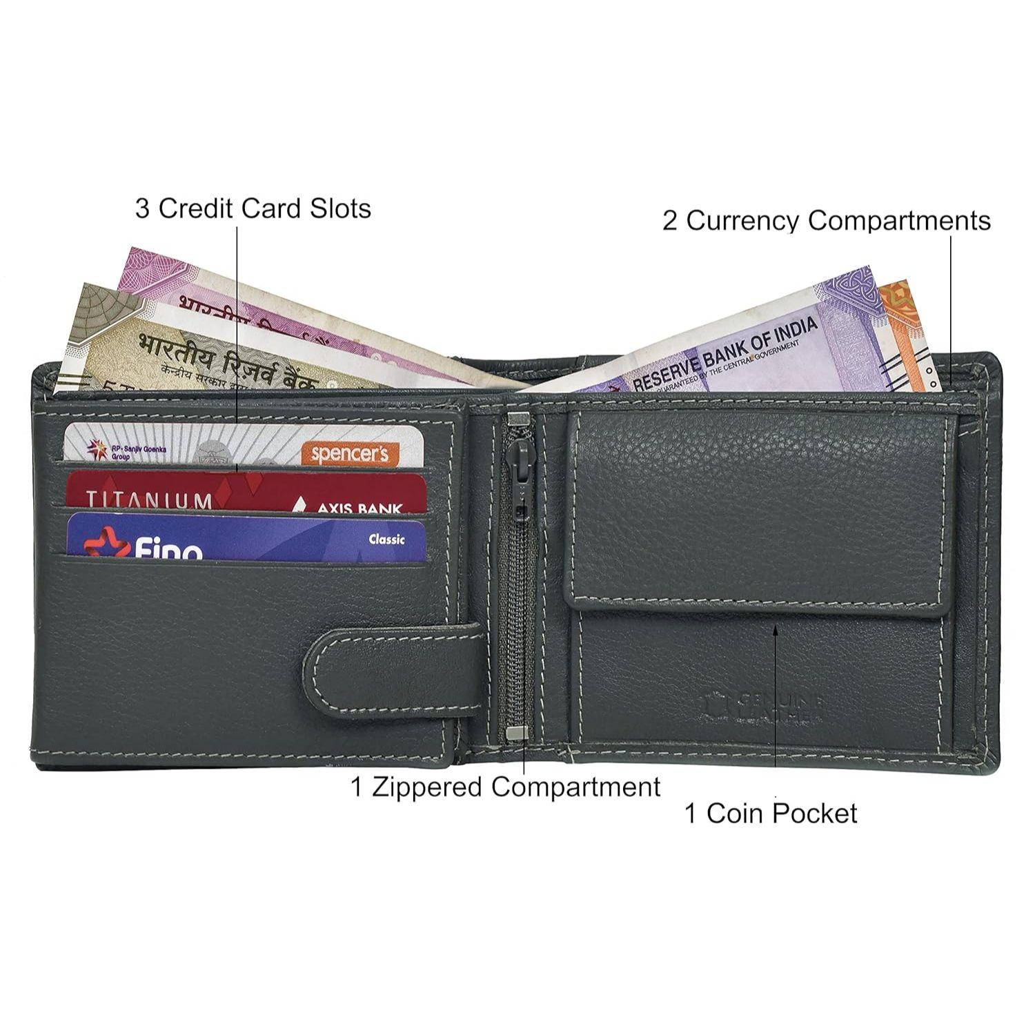 Серый кожаный мужской кошелек Oliver — фото 3