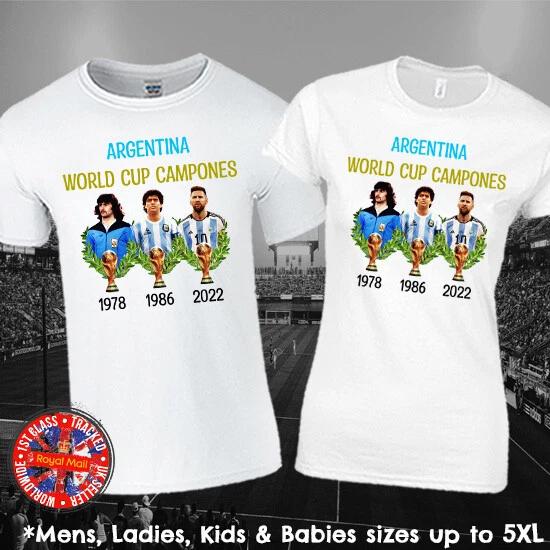 Argentina World Cup Winners Football Fan T-shirt Maradona Messi S