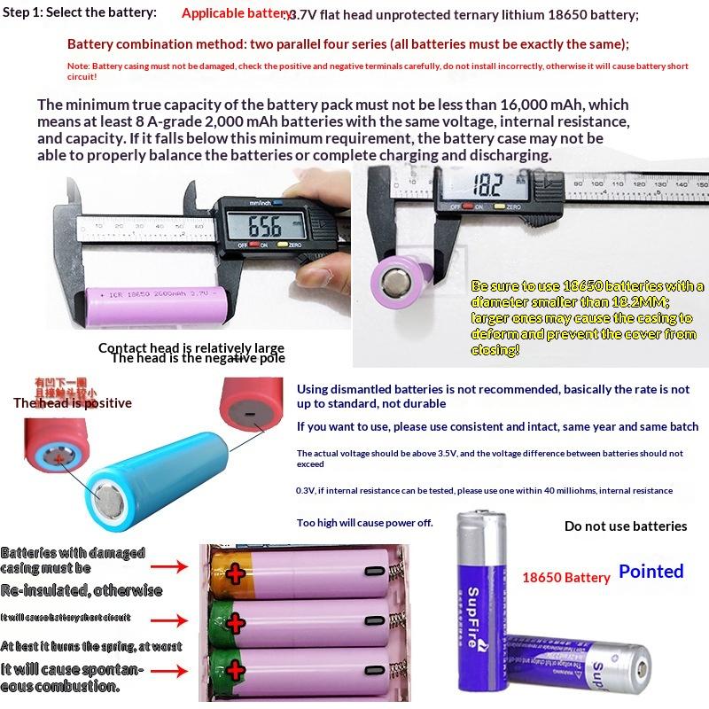 18650 Battery Storage Box 8 Cell PD 45W Fast Charging Power Bank Case DIY Rechargeable Kit for Camping Business Trips