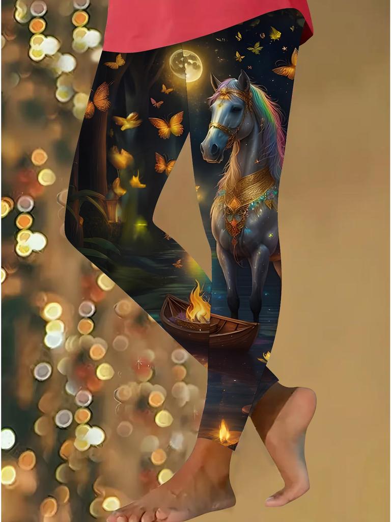 Womens Christmas Festival Prints Stretch Yoga Leggings Fitness Running Gym Sports Active Pants