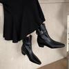 Women Elegant Fashion Ankle Boots Winter Goth Woman Shoes New Mid Heels Slip On Chelsea Designer Brand  De Mujer