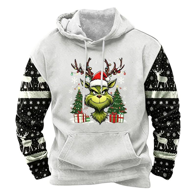 2026 Mens Christmas 3D Print Hoodie Casual Loose Fit Sweatshirt Youth