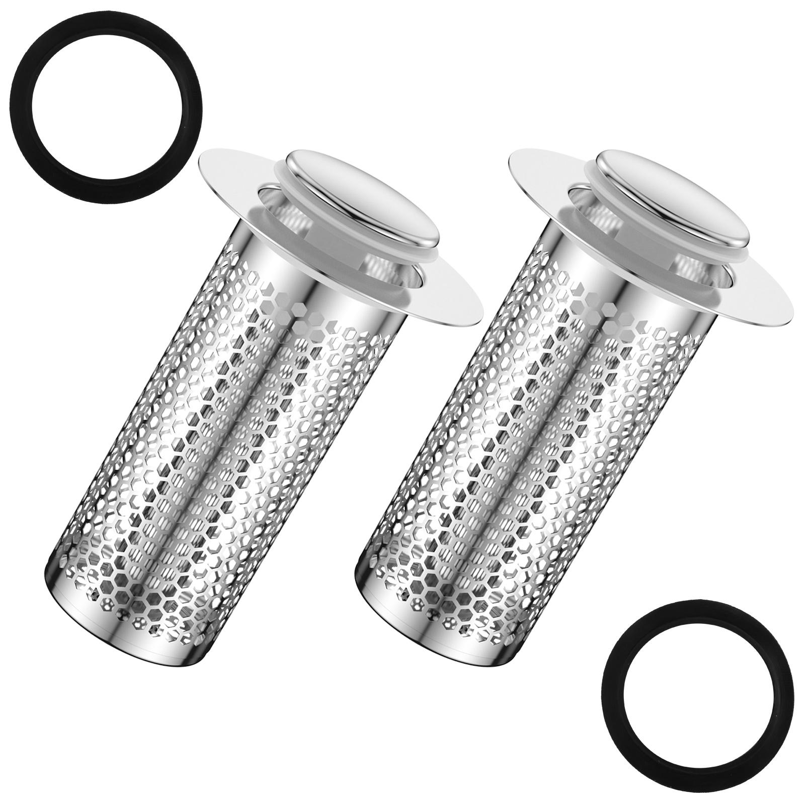 

2 шт. заглушка для раковины в ванной из нержавеющей стали, сливной фильтр для раковины с улавливателем волос, выдвижной сливной фильтр для пола, универсальный слив для раковины