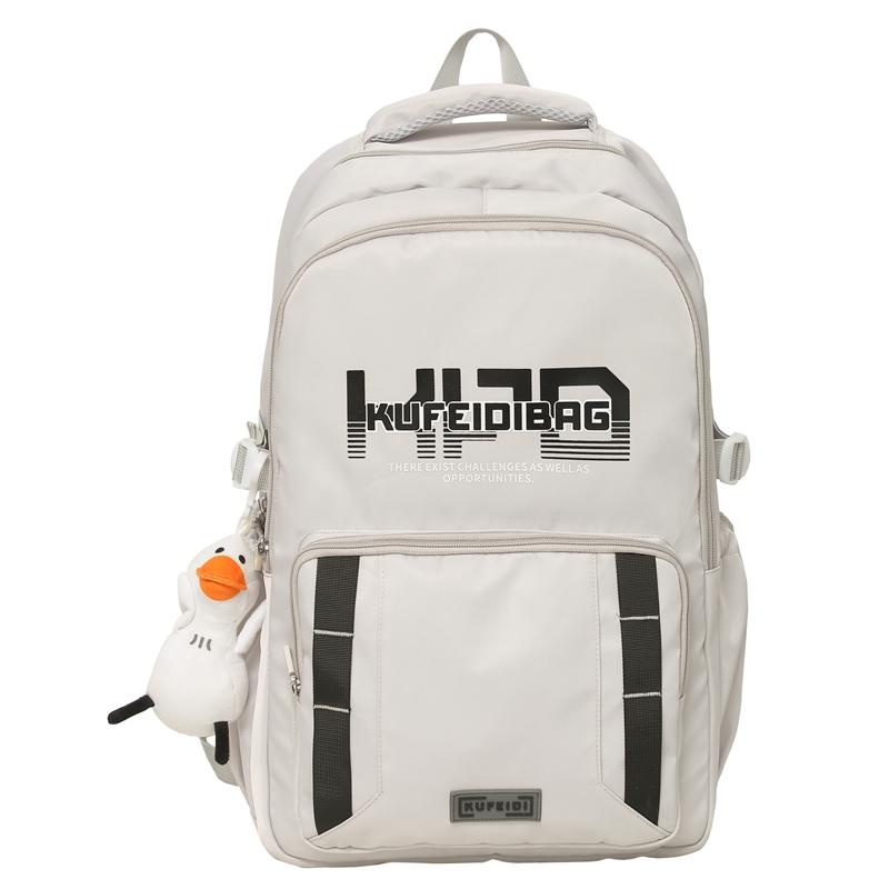 Large Capacity Backpack Men's Travel Backpack Solid Color Student Schoolbag