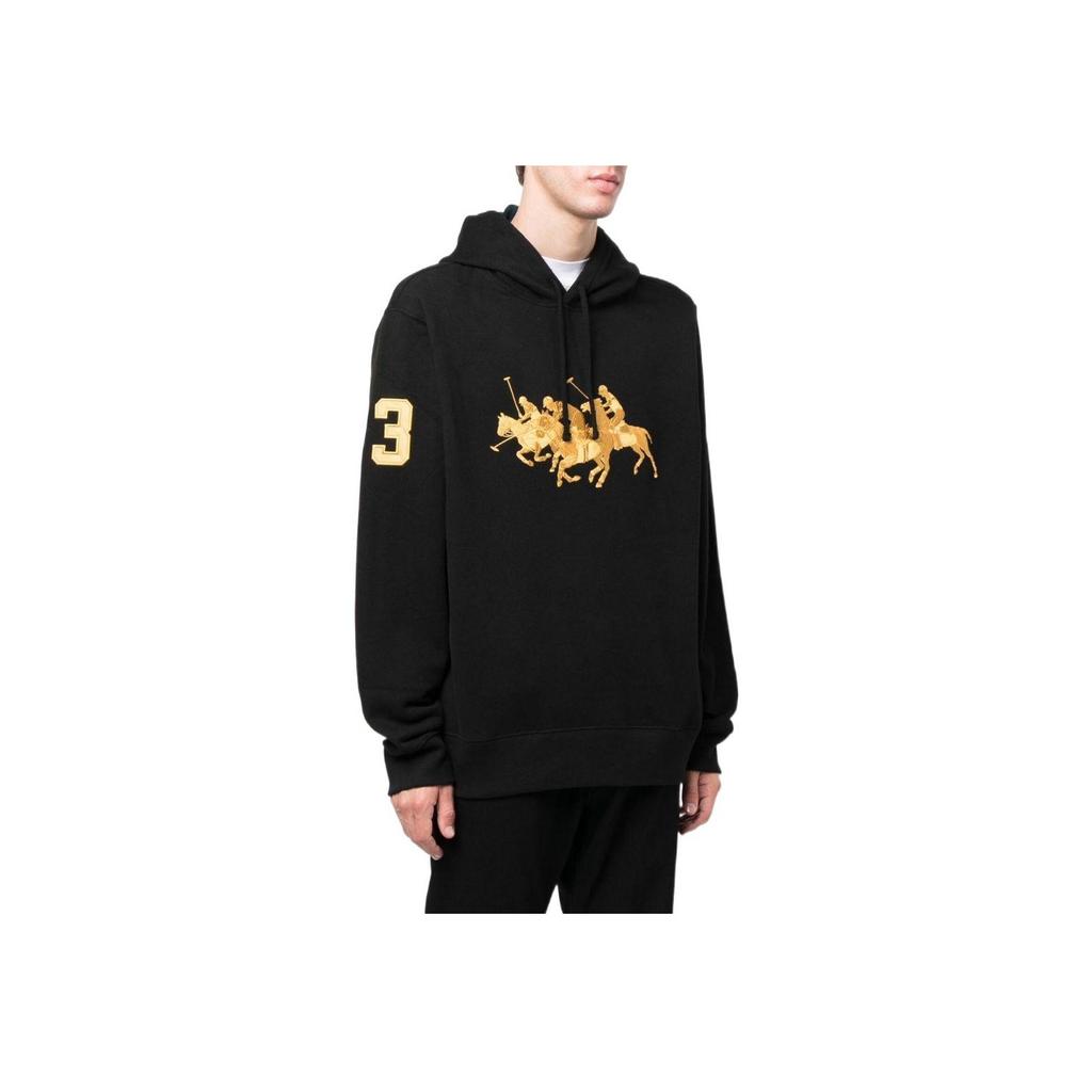 Polo Ralph Lauren FW22 Logo Print Hooded Long Sleeve Jacket Men Jackets Black 710880189-001