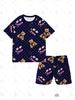 Set Pigiama Cosplay Ispirato al K-Pop RUMI: Stile Gruppo di Ragazze Cacciatrici di Demoni con Orsetto Carino e Treno Top a Maniche Corte e Pantaloncini