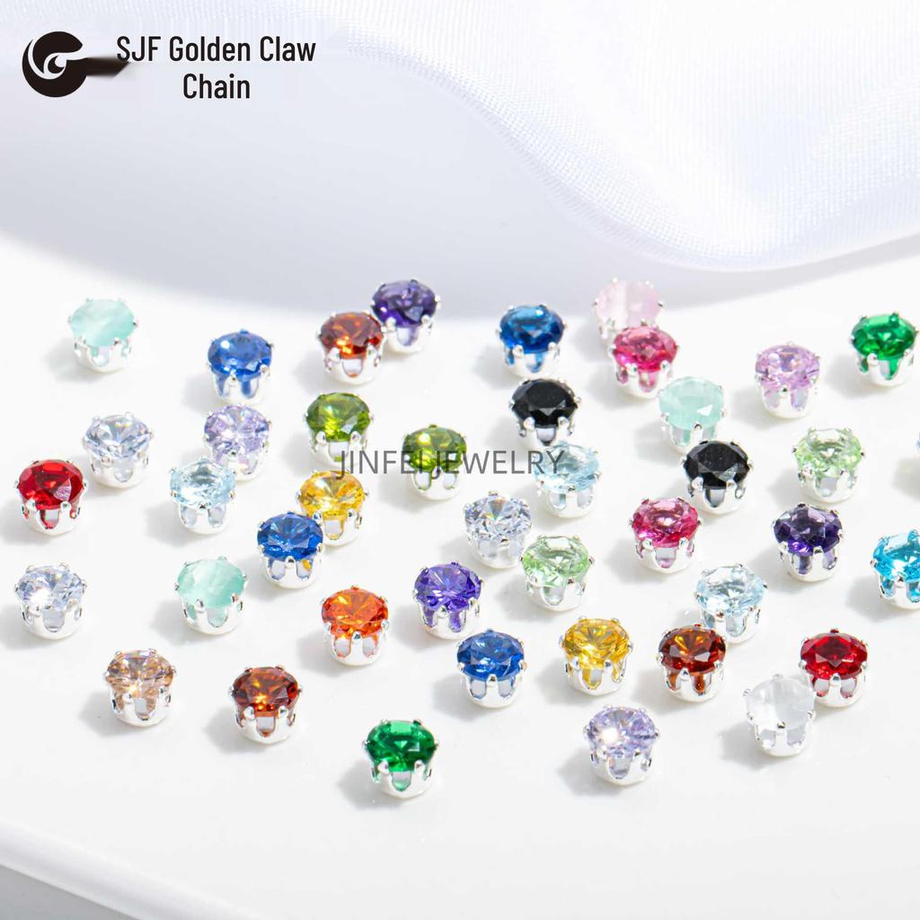 Round Claw Zircon Crystal DIY Jewelry Accessories for Bracelets, Necklaces, Wedding Dresses, and Dance Costumes