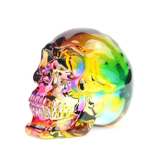 Klar fargerik hodeskallefigur i naturlig størrelse hodeskalle statue Skulptur Hjemmekontor Skrivebord Bokhylle Dekorasjon Ornament Halloween Festival Gave