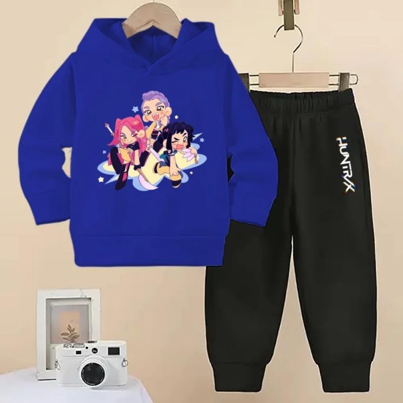 Wunderschöne KPOP Devil Hunter Jungen und Mädchen Frühling und Herbst Kinder Mode Hoodie+Sporthose Lässiges Komfort-Set