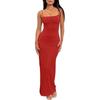 Solid Color Sleeveless Camisole Dress Pure Color Sleeveless Hip Spaghetti Straps Dress