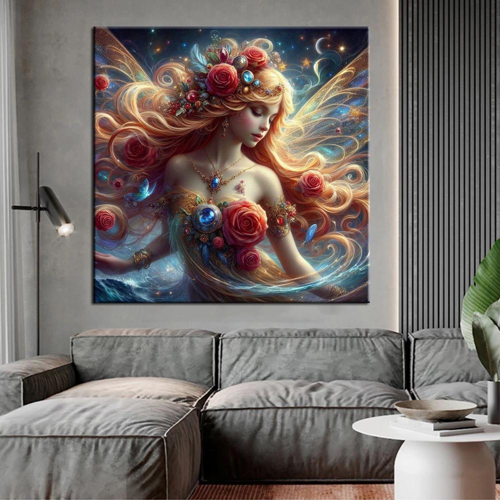 Elf and Flowers Diamond Painting 5d Full Square Round Diamond Embroidery Woman Landscape Mosaic Cross Stitch Kits Home Decor J4011