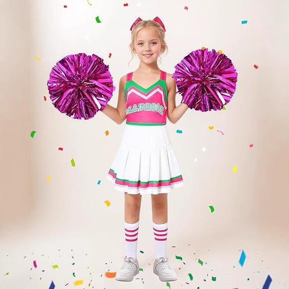Girls Cheerleading Two Piece Set Tank Top Pleated Skirt for School Performance