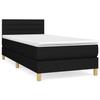 3140651 vidaXL Lit à sommier tapissier et matelas Noir 80x200 cm Tissu