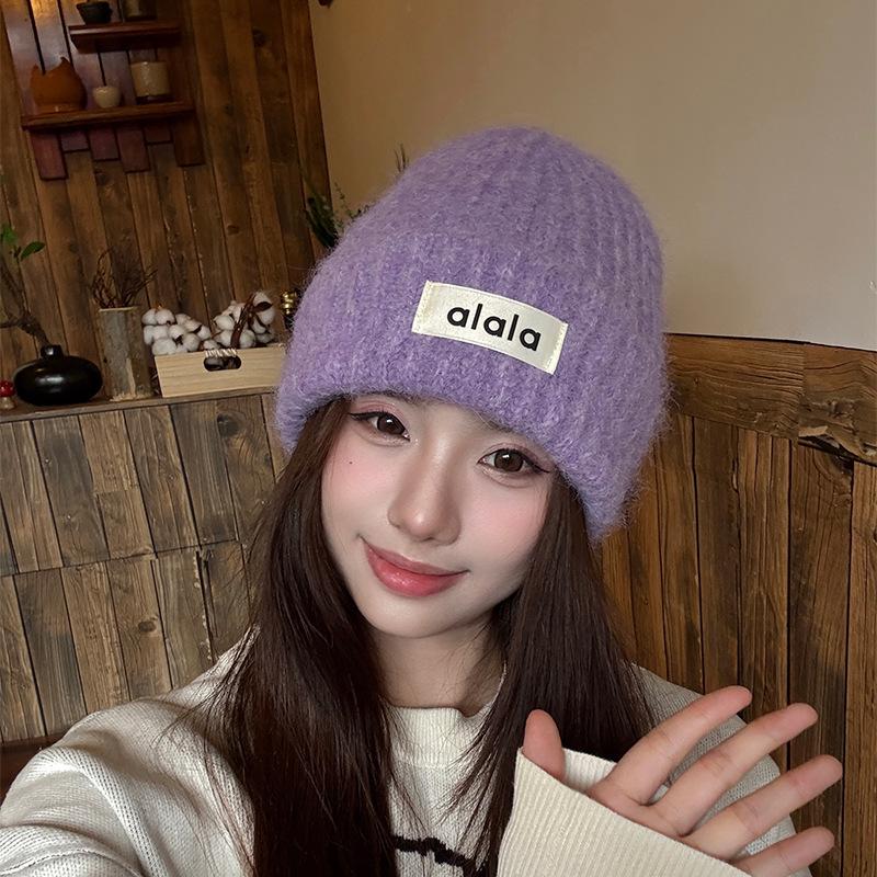 New Trend Curled Ear Protection Woolen Hat Winter Warm Thickened Knitted Hat Big Head Circumference Woolen Hat