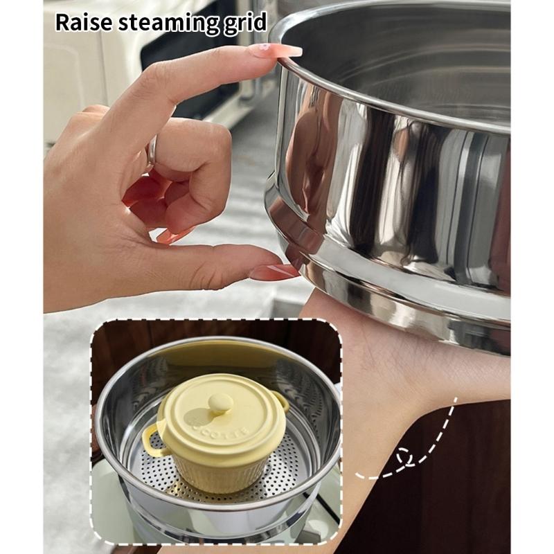 Premium 304 Stainless Steel Double Layer Steamer Pot with Wood Handle Suitable for Efficient and Even Cooking Experience