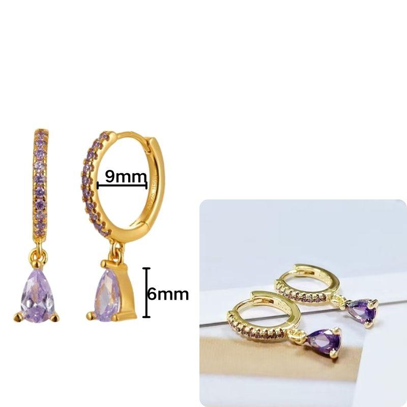 Damen 925 Silber Ohrstecker Lila Zirkon Ohrringe Creolen Lila Kristall Anhänger Ohrring Mode Hochzeits Schmuck