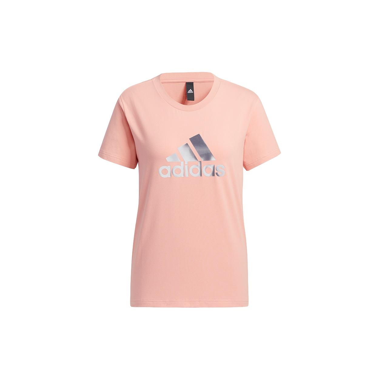 (WMNS) adidas Fi Foil Tee Printing Round Neck Sports Short Sleeve Pink T-Shirt Women s GP0700 S