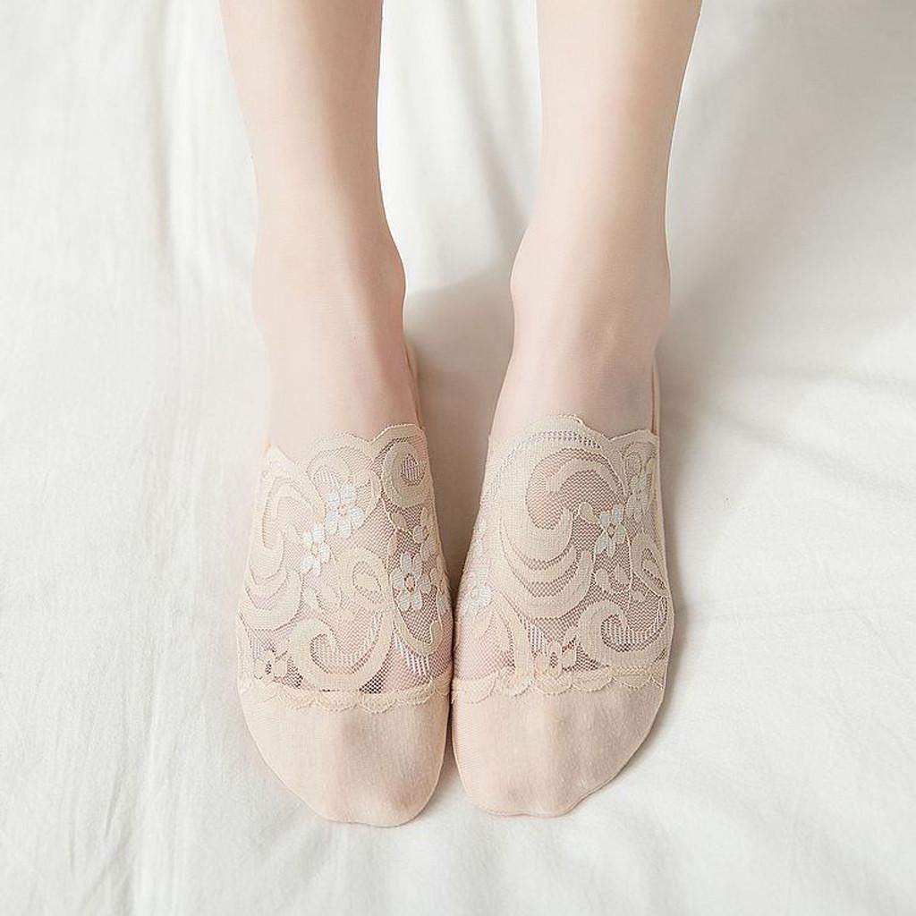 Women's Low Cut Lace No Show Socks Breathable Hollow Out Invisible Liner Socks Soft Comfortable Fit for Daily Wear and Shoes