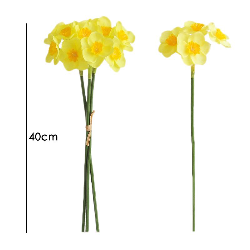 White Artificial Daffodil Flower Bouquet Fabric Flowers for Home Wedding Decor Bridal Bouquets Table Arrangement