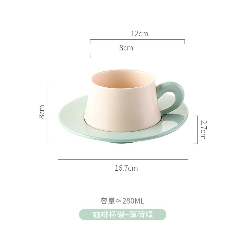 Creative Macaron-colored Ceramic Coffee Cup Saucer Set Exquisite Breakfast Bread Milk Cup Set Modern Ladies' Teacup Couple's Mug