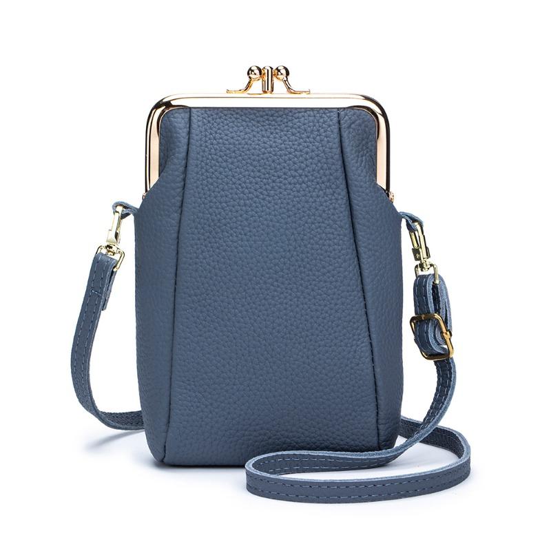 

New leather lychee pattern clip mobile phone bag simple large capacity shoulder bag women s high-end messenger bag versatile