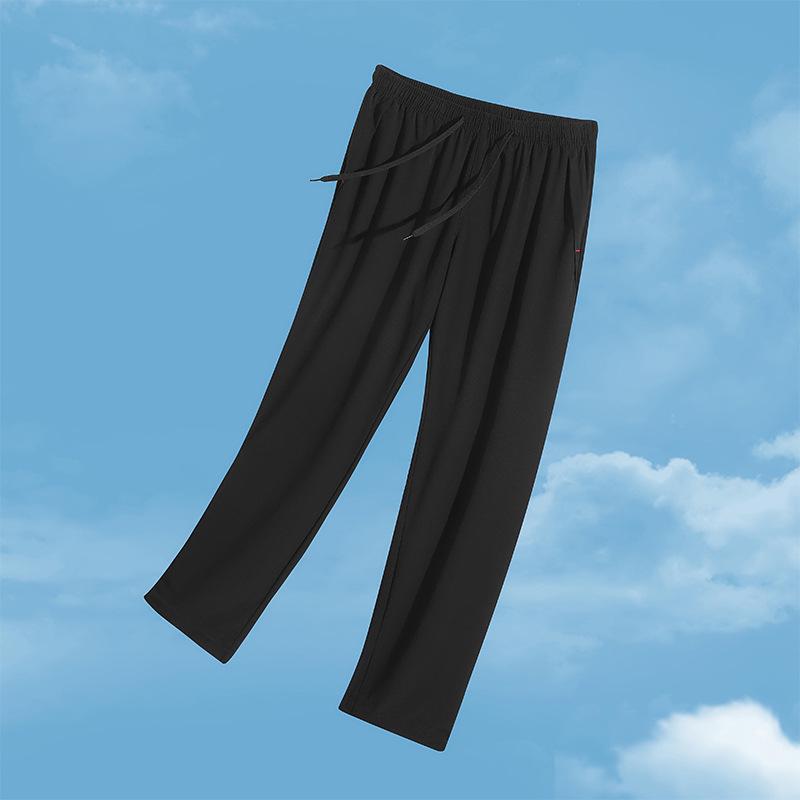 

Мужские летние быстросохнущие брюки с широкими штанинами из ледяного шелка: Легкий, Свободный, Модный и Повседневный. M