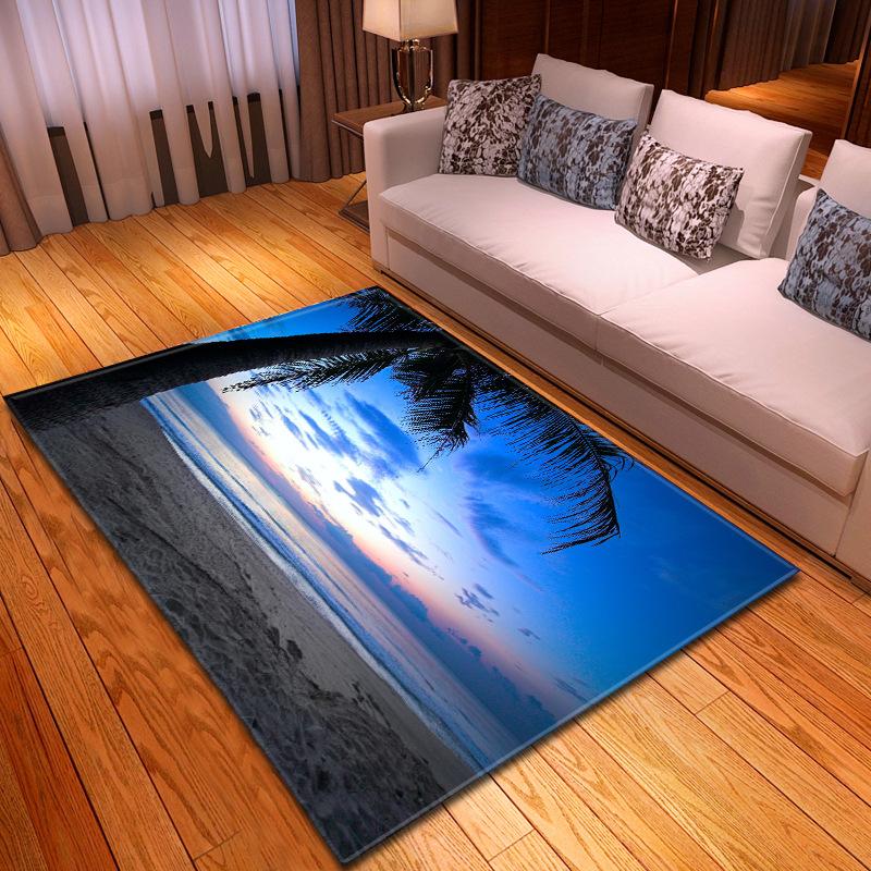 Beach Concept Landscape Living Room Carpet Bedroom Dining Room Floor Mat Pattern Size