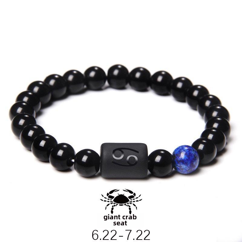 Zodiac Obsidian Bracelets: Elastic Beaded Design for Men and Women, Softly Wraps Around Fingers.