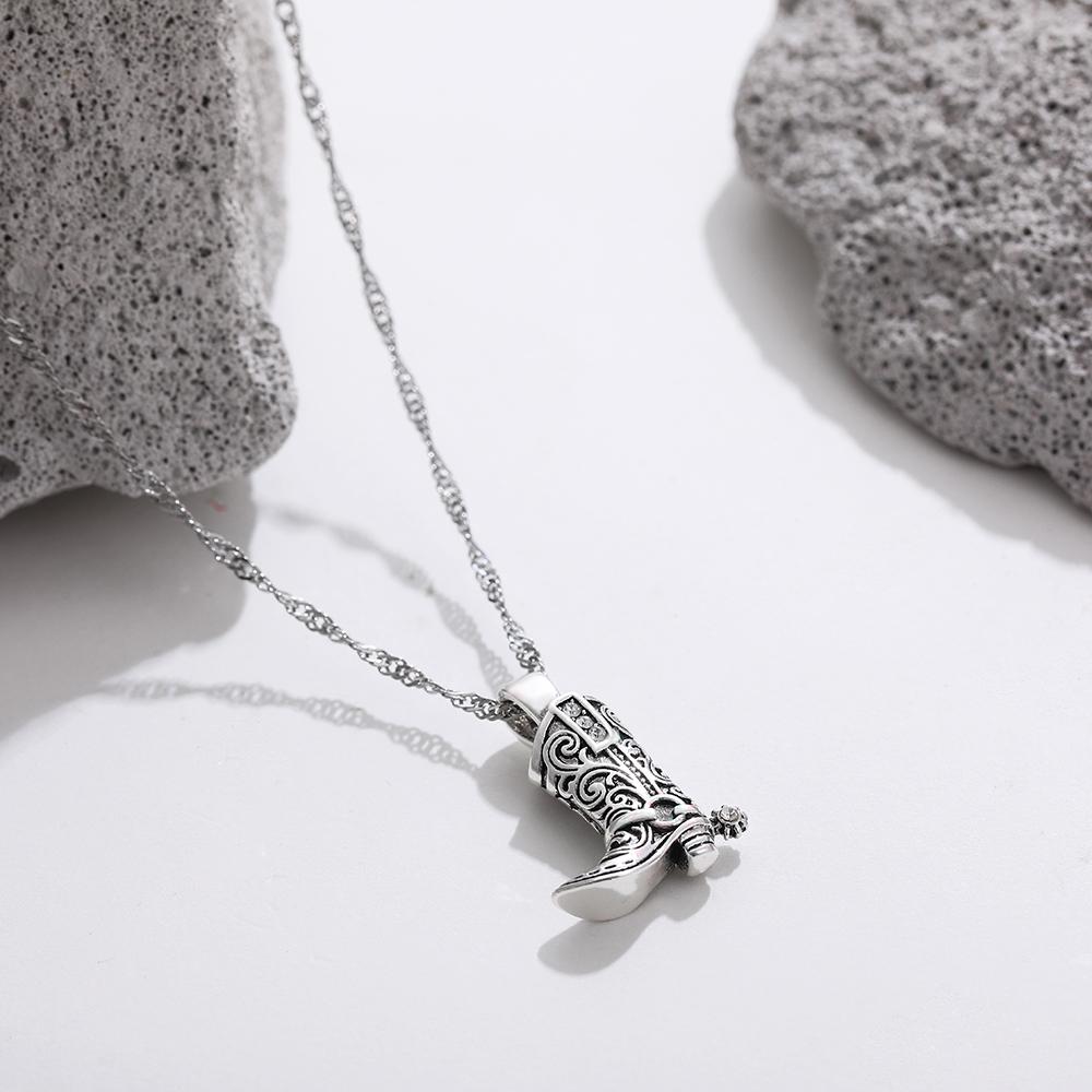 Punk Hiphop Western Cowboy Cowgirl Boots Pendant Necklace Retro Gold Plated CZ Link Chains Collar Necklaces Girls Gifts