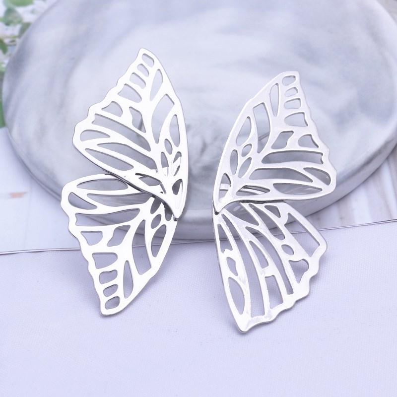 Hollow Big Butterfly Stud Earring for Women Metal Angel Wing Pendant Ear Statement Jewelry Party Christmas Gift