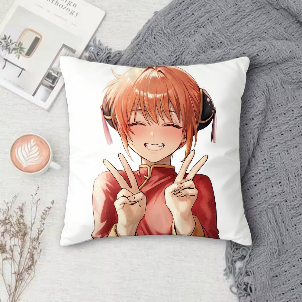 GGintama Anime  Doublesided Printed Square Pillow Cover Decorative Cushion Cover for Sofa Bedroom Bedside