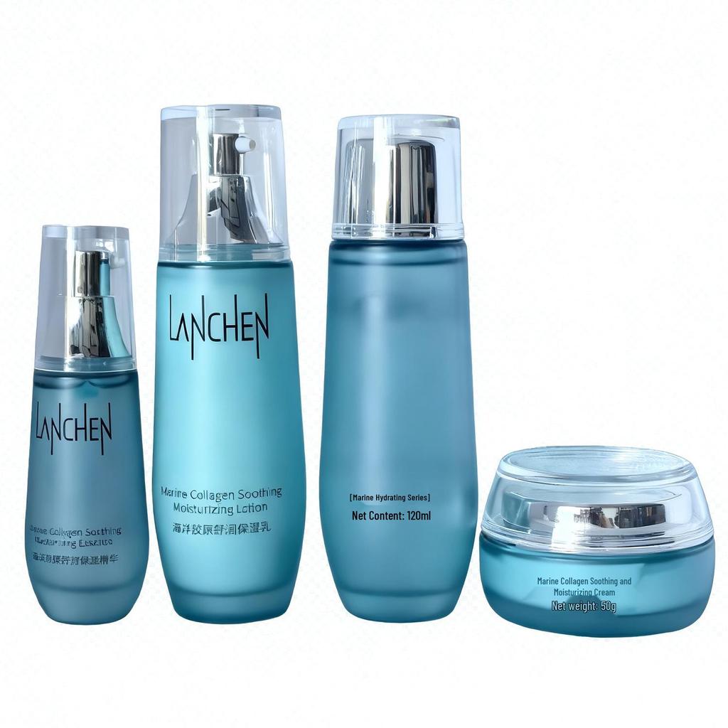 Lanxiu Marine Collagen Soothing Lotion & Cream Set: Face Serum, Hydrating & Nourishing Skincare.