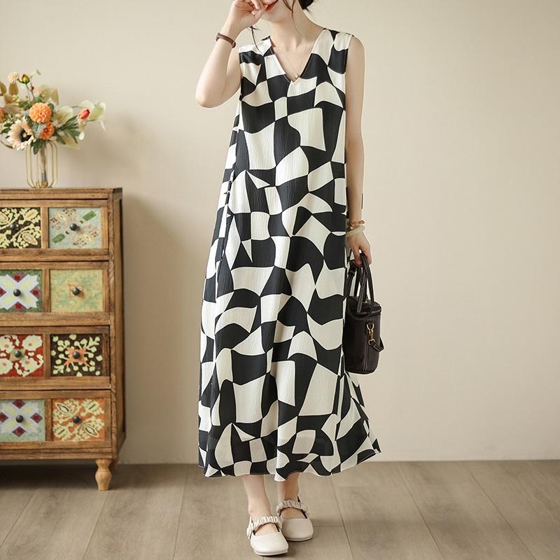 Sleeveless Plus Size Cotton Vintage New In Dresses for Women Casual Loose Long Summer Dress