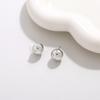 S925 Silver Needle Smooth Round Ball Star Stud Earrings - Stylish Niche Design for Women