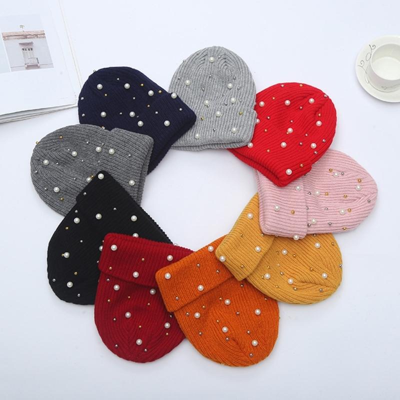 Fashionable Women's Winter Hat with Pearls Role Playing Hat Novelty Thermals Hat Suitable for Everyday Wear