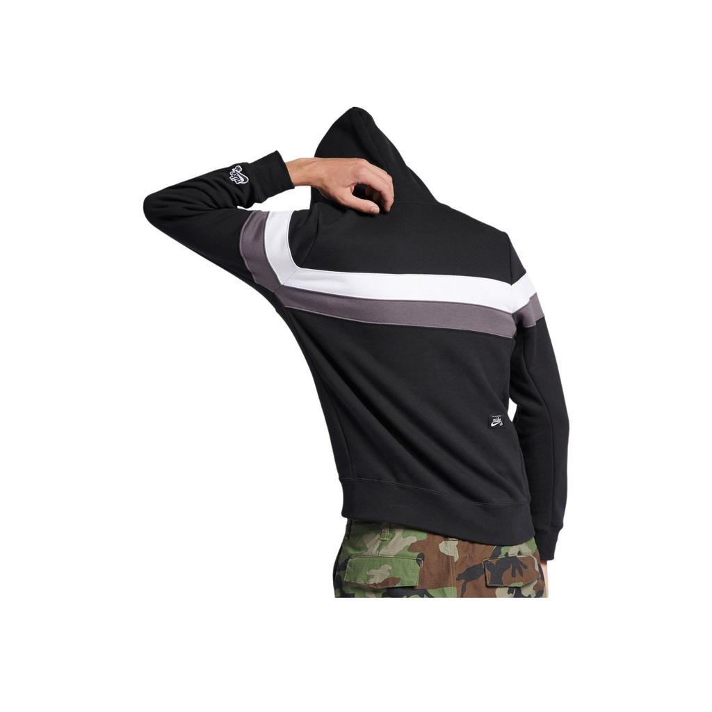 Nike SB Icon Striped Skateboard Hoodie Pullover Men Tops Black AJ9744-010