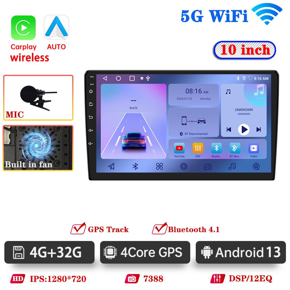 Android 13 Car Radio BT Multimedia Player GPS Wireless Carplay Auto For Toyota Hyundai Nissan Kia Suzuki ISO DVR Head Unit