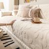 White Print Plush Sofa Mat Non-slip Solid Color Couch Four Season Universal Sofa Cover Jacquard Combination Sofa Cushion