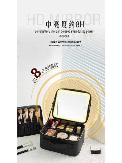 Women's LED Light Makeup Bag with Mirror 2025 – Large Capacity Handheld Cosmetic Storage Box