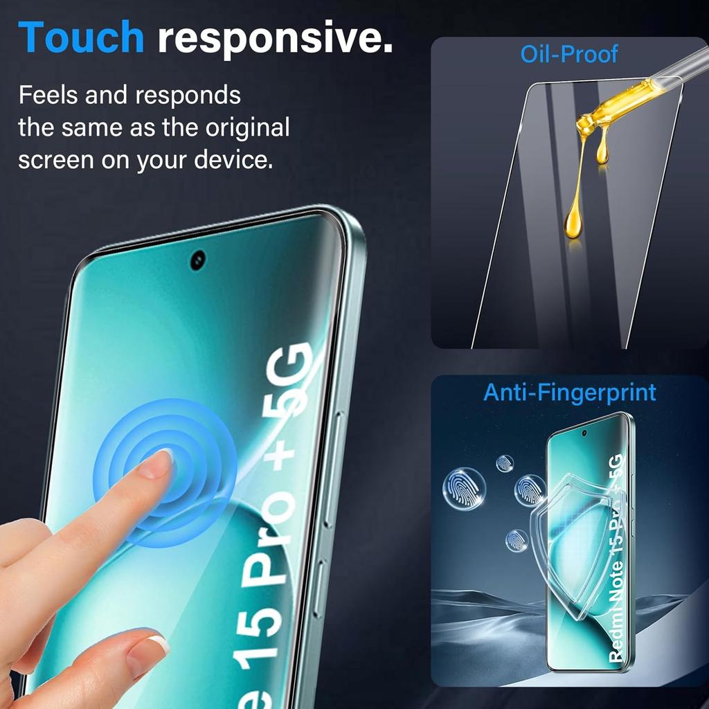 4PCS [2+2 Pack] Tempered Glass Screen Protector Xiaomi POCO M8 Pro/M8 5G Redmi Note 15 4G 5G Note 15 Pro+ 4G 5G +Camera Lens Protector HD Film