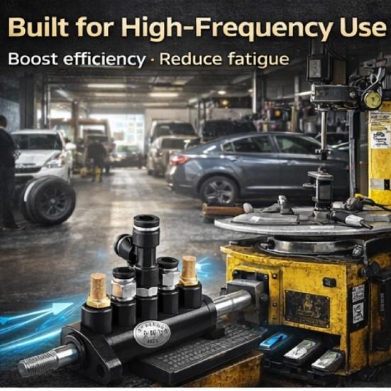 KIMISS Tire Air Control Valve Foot Pedal Valve for Tire Changer Machine, Aluminum Alloy 8mm OD Tubing Connectors Tyre Machine Pneumatic Switch Type D